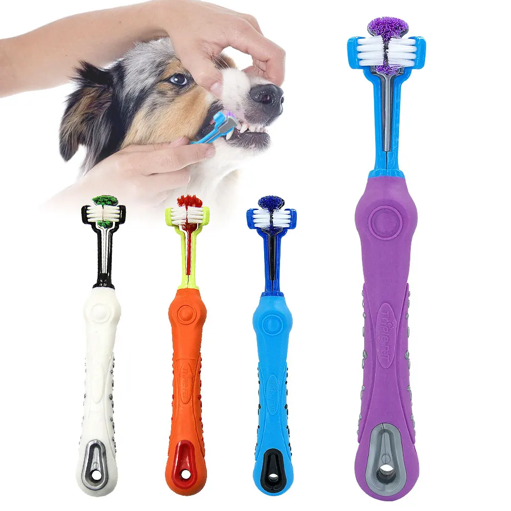 1 Pcs Dog Toothbrush Three Head font b Pet b font Tooth Brush Teeth Cleanning Supplies