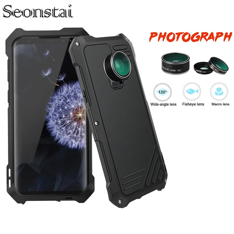 

For Samsung Galaxy S9 S8 Plus Case Wide-angle Fisheye Macro Lens Shockproof Metal Aluminum Armor Cover for Galaxy S7edge Coque