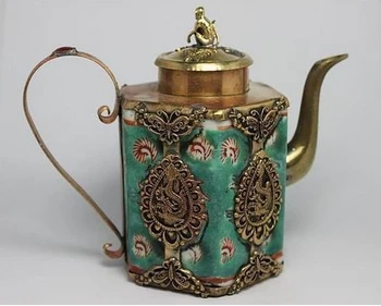 

WBY 726++++++Tibetan Decorated silver Fashion CHINESE HANDWORK DRAGON PORCELAIN TEA POT fast shipping tools wedding Decoration