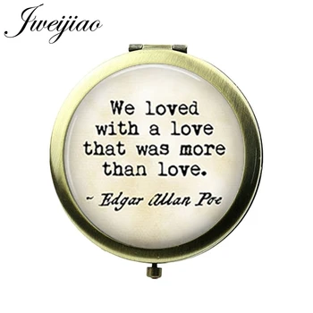 

JWEIJIAO LOVE Classical Phrase Quotes Pocket Mirror Vintage Compact Vanity mirror Metal Round Floding Makeup mirrors Magnifying