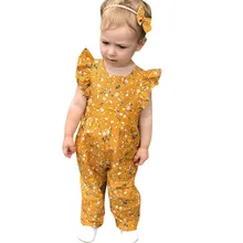 SAGACE/комплекты одежды для маленьких девочек с цветочным принтом и рукавами-крылышками; комбинезон; Детский комбинезон; комплекты для девочек; пляжная повседневная одежда