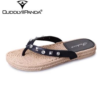 

CuddlyIIPanda 2019 Summer Shoes Rivet Women Flip Flops Lightweight Cork Slippers Super Hot Sale Beach Slippers Sandlais Mujer