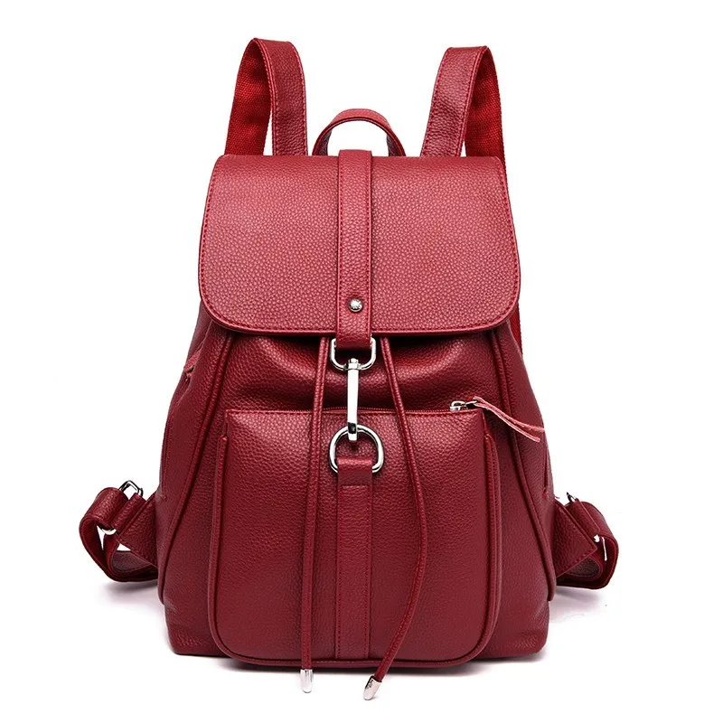Роскошные женские дизайнерские рюкзаки, винтажный рюкзак, большая Вместительная дорожная сумка через плечо, рюкзак для девочек, новинка - Цвет: Red