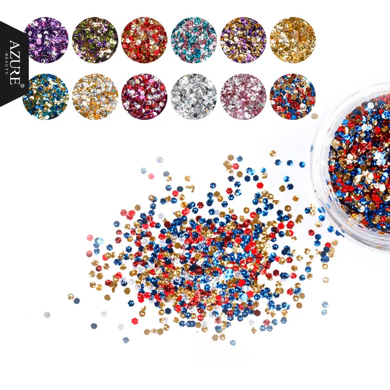 

Azure Beauty 1pcs Irregular sequins Powder Colorful Irregular Flakies Powder 1g Magic Glitter Manicure Decorations For Nail Art