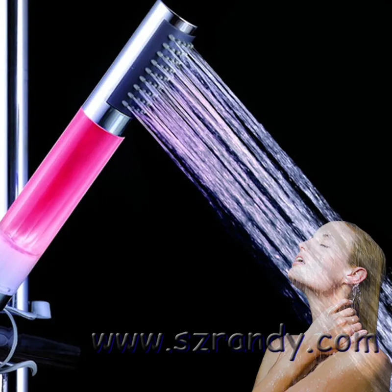 

Water-Saving Temperature Sensor Detectable 3 Color LED Shower Head Bathroom