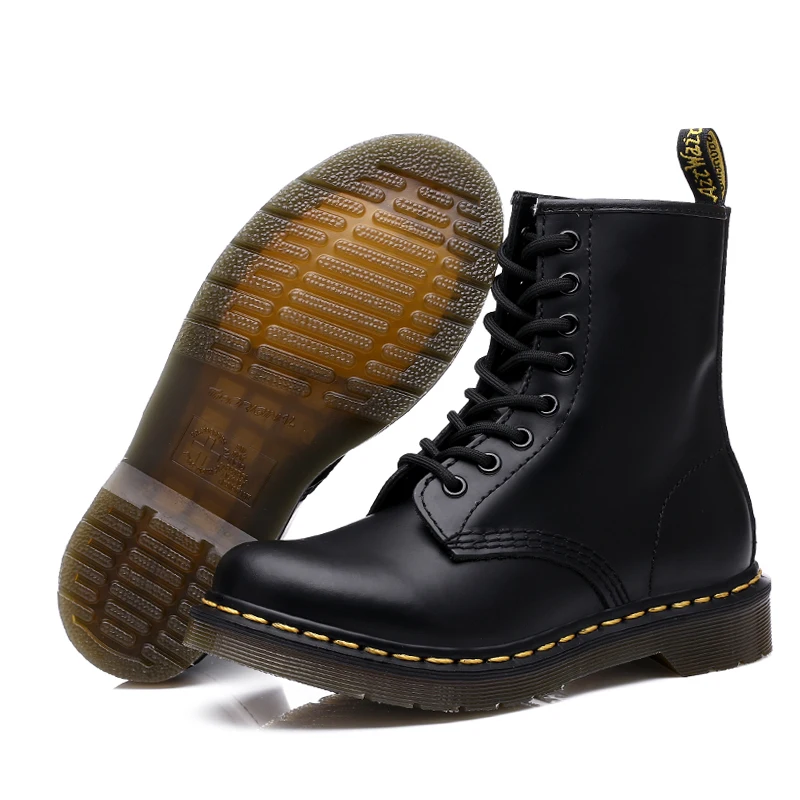 

Male Autumn Spring Cowhide Split Leather black red winter Boots Men High Top Martin Motorcycle botas Lover snow Boots 35-46