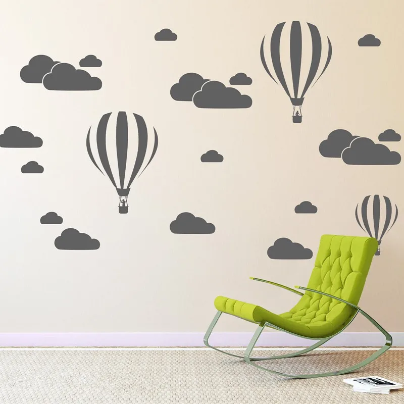 

Cloud Helium Balloon Wall Stickers For Kids Rooms Vinyl Home Decor Nursery Decoration Bedroom DIY Mural Removable Cartoon N824