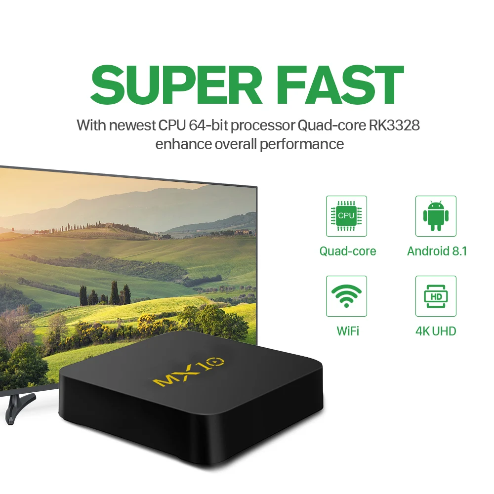 MX10 4G 64G IPTV France Arabic QHDTV Box Android 8.1 RK3328 1 Year IPTV Subscription France Arabic Belgium Netherlands IP TV    