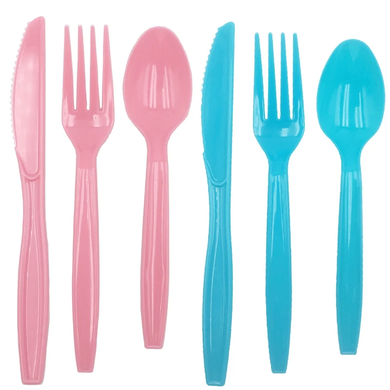 Pink Blue Theme Party Disposable Tableware Girl Boy Party Paper Cup Plate Birthday Party Decor Kids Baby Shower Supplies