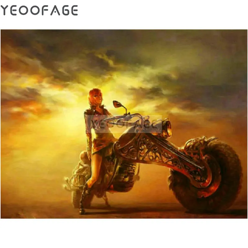 

Full Diamond Embroidery picture 5d diy Square Diamond Painting Cross Stitch Motorcycle girl rhinestone Needlework Decoration