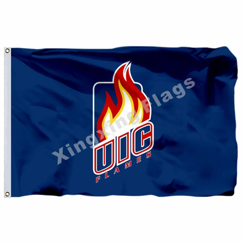 Illinois Chicago Flames Flag 3ft X 5ft Polyester NCAA Banner Illinois