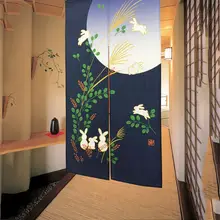 Alta Calidad 85*150 CM Japonés Noren Conejos Lindo Correr Bajo la Luna Llena y Kawaii Japonés Cortina de La Puerta de La Puerta