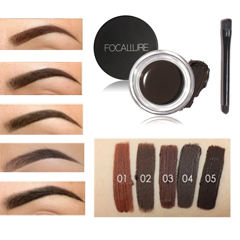 Focallure 5 Colors Pomate Makeup Eyebrow Cream Gel with Makeup Brush