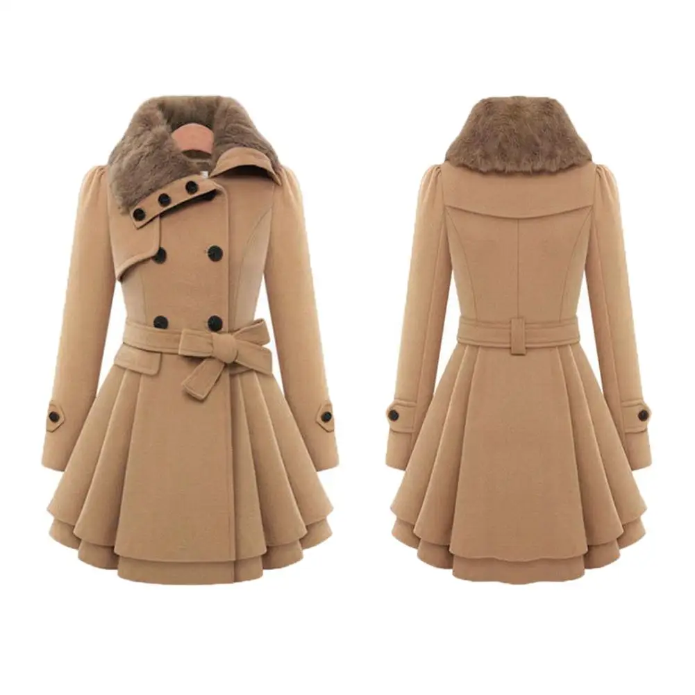 MISSKY, зимнее женское Шерстяное Пальто, приталенное, средней длины, шерстяное пальто, двубортное, ветровка, пальто, женские топы