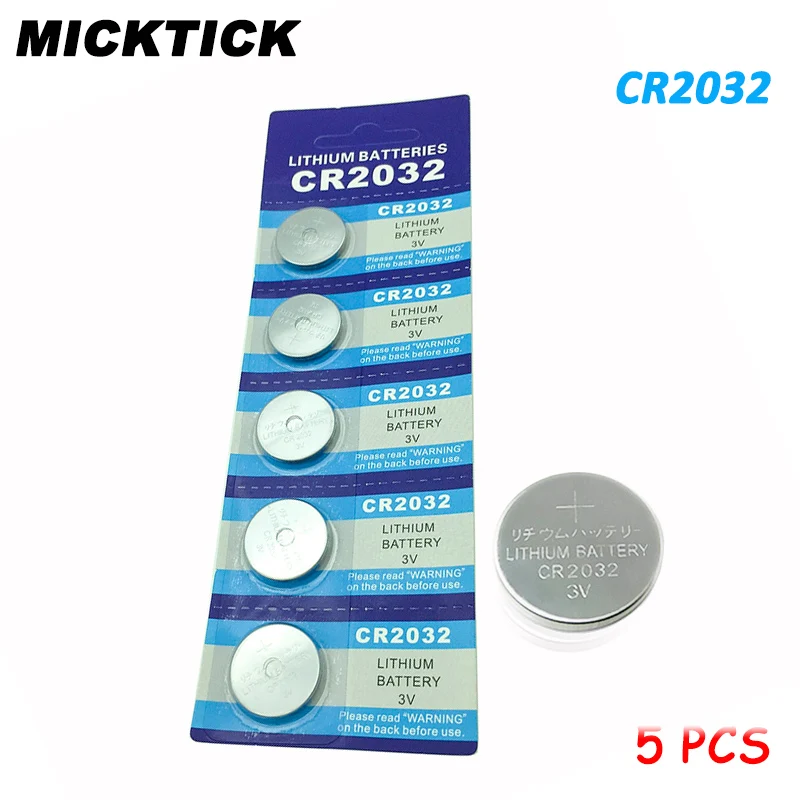 

5pcs 1 card CR2032 3V Cell Coin Button Battery lithium Li-ion DL2032 ECR2032 SB-T15 batteries Watches clocks toys calculators