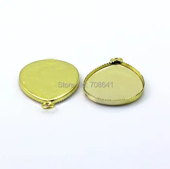 

Blank Teardrop Bezel Pad with Loop Pendant Settings Resin Cabochons Bases Findings DIY Jewelry Making Golden tone Plated