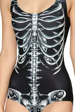 2016 New S To XL 6 Patterns Sexy Black White Skeleton Swimsuit One Piece For Women Active SKull White Swimwears