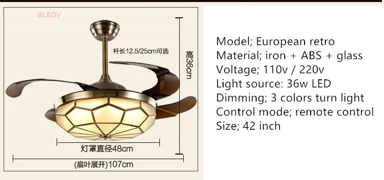 Скандинавский Ретро 42 дюймов светодиодный потолочный вентилятор с подсветкой для гостиной Обеденная складной потолочный вентилятор лампа с дистанционным управлением Управление 110 v/220 V