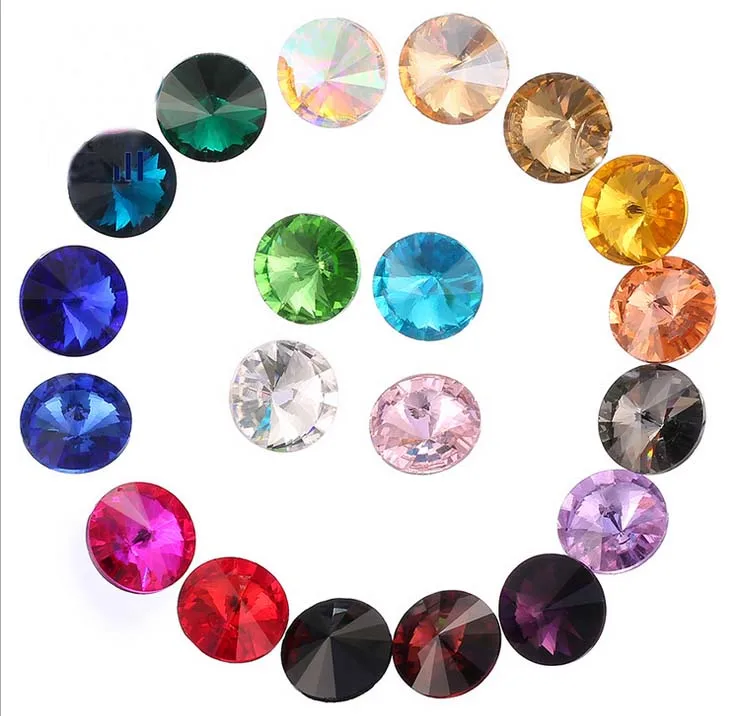 

100PCS/60Pcs Mixed Colors Pointed RIVOLI Fancy Glass Stones (Various Sizes)