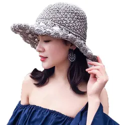 Verano de las Mujeres Sombrero para el Sol Playa Tapa de Paja Femme Plegable Sunbonnet Moda Ala Ancha Floche Cloche Panama Sombrero Dama Casual Holiday Cap Verano de las Mujeres Sombrero para el Sol Playa Tapa de Paja Femme Plegable Sunbonnet Moda Ala Ancha Floche Cloche Panama Sombrero Dama Casual Holiday Cap