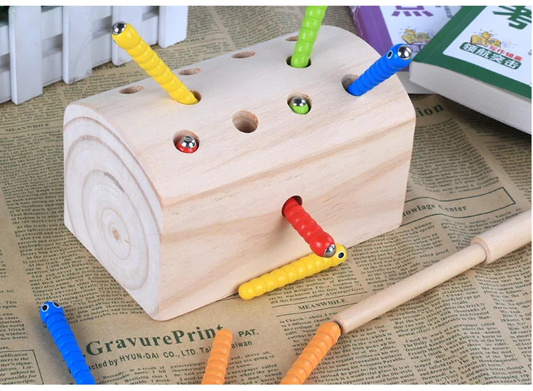 Деревянная Магнитная игра-ловушка насекомых для раннего детского образования ребенок рука-глаз координация родитель-детская, развивающая настольная