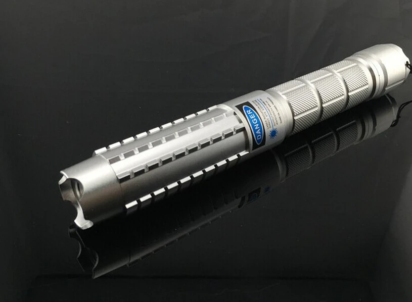 

High power silver shell 50000mw blue laser pointer 450nm burning match/paper/dry wood/candle/black&burn Cigarettes Free Shipping
