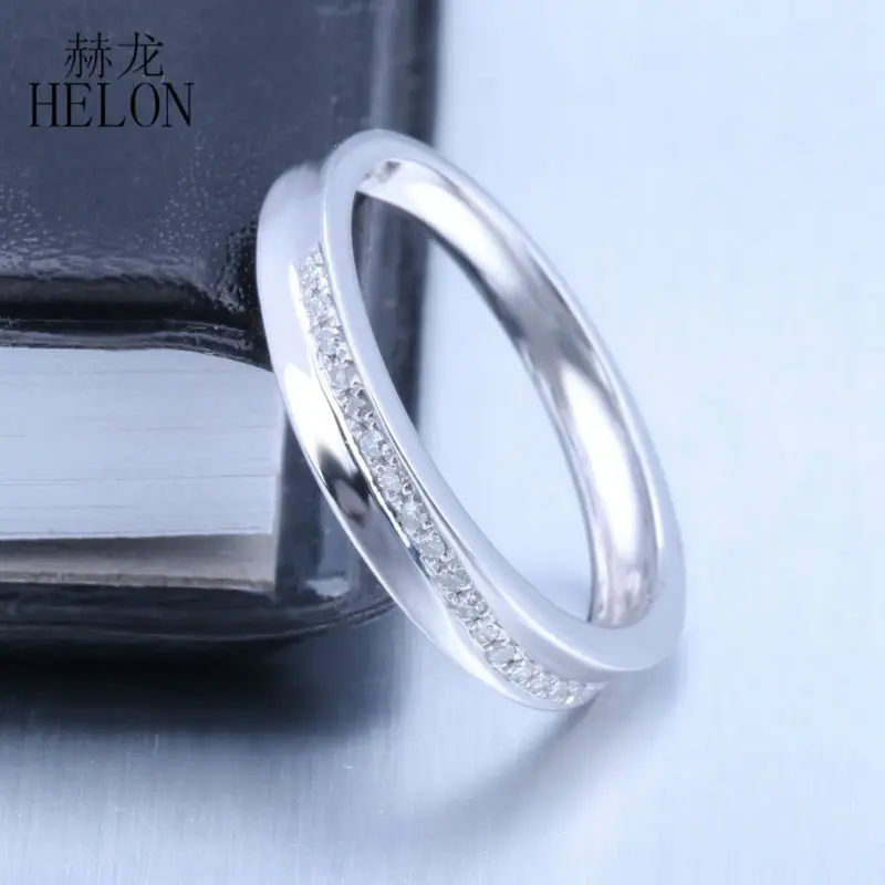 

HELON Sterling Silver 925 Pave 100% Genuine Natural Diamonds Wedding Engagement Anniversary Ring For Women Trendy Fine Jewelry
