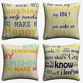 

You Are My Sunshine Word Artwork Cotton Linen Cushion Cover For Sofa Seat Car 45x45cm Throw Pillow Case Home Decor Almofada