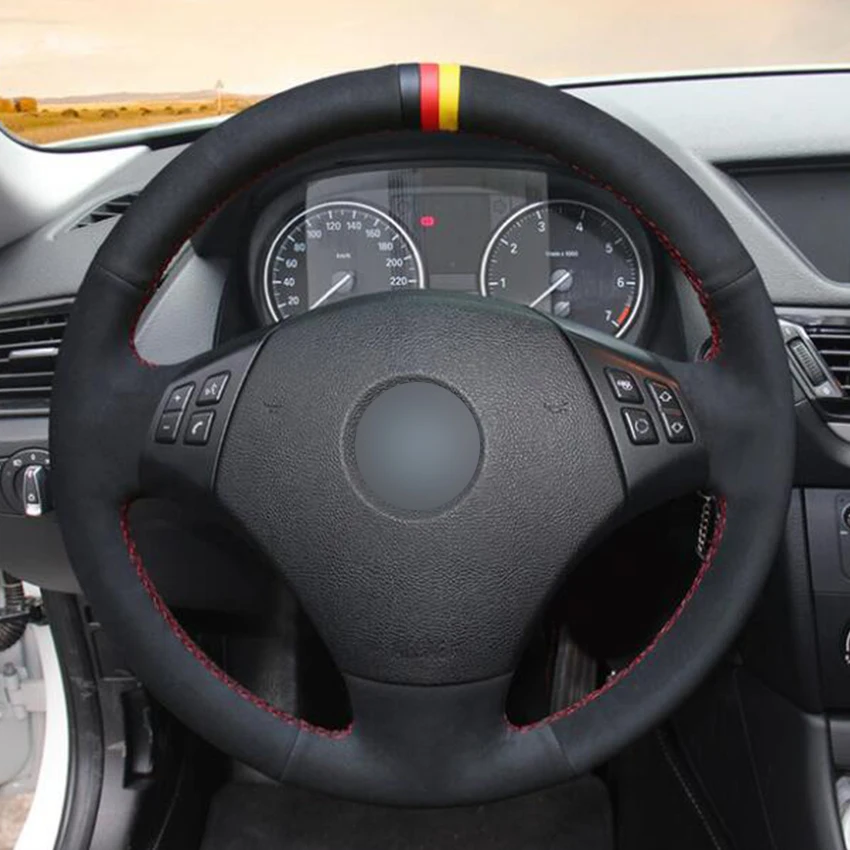 

Black Suede Car Steering Wheel Covers for BMW E90 320 318i 320i 325i 330i 320d X1 328xi 2007 auto Steering Covers