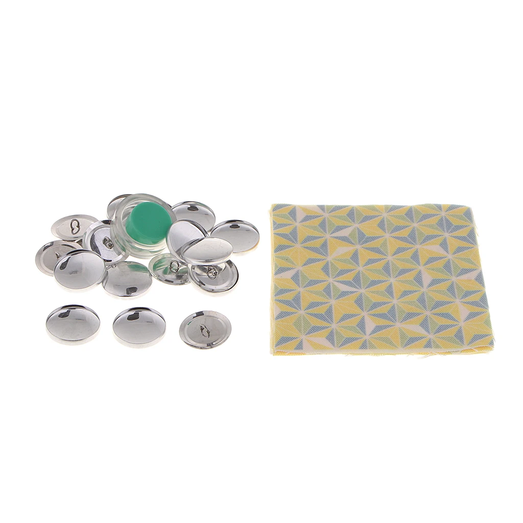 10x DIY Metal Cover Buttons with Loop and Cloth Blank Back Cover Buttons and Assembly Tool Kit for DIY Fabric Cloth Cover Button