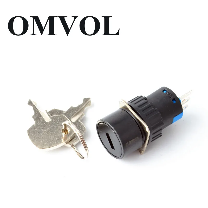 

1NO + 1NC 3 pins round key switch 2 position locked