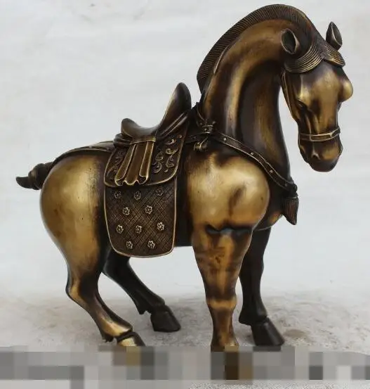 

S01057 14"China Fengshui Pure Bronze Zodiac Year Tang Horse Successful Statue sculpture B0403
