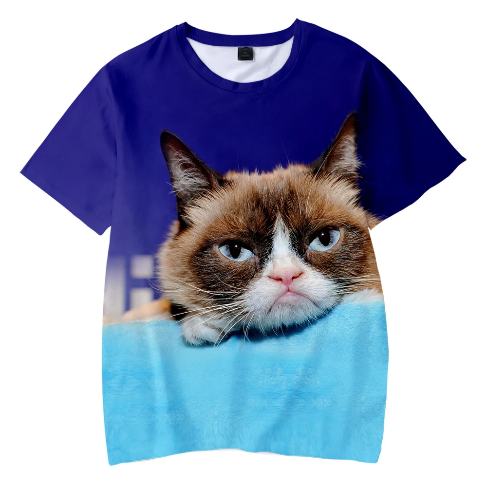 Internet star Grumpy Cat New 3D children's wear short T men's fashion summer short-sleeved T-shirt trend Fashion casual tops Internet star Grumpy Cat New 3D children's wear short T men's fashion summer short-sleeved T-shirt trend Fashion casual tops