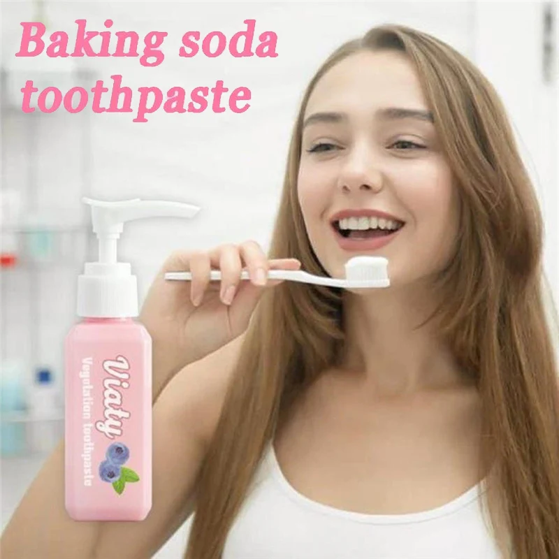 

Baking soda Toothpaste Stain Removal Whitening Viaty Toothpaste Fight Bleeding Gums Fresh Blueberry Bottled Toothpaste