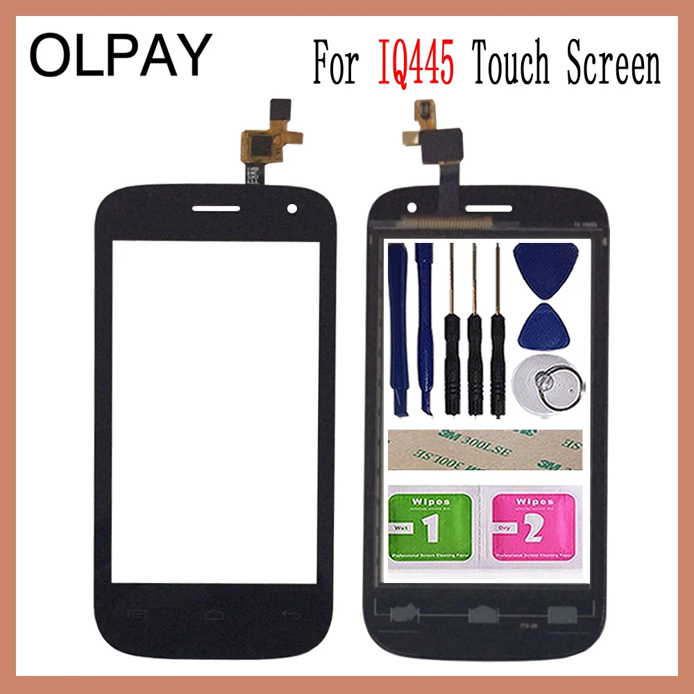 OLPAY 4,0 ''мобильный Touch Стекло для Fly IQ445 IQ 445 Сенсорный экран дигитайзер передней Стекло объектив Сенсор инструменты с сенсорным экраном и салфетки