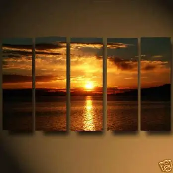 

"Seascape Sunset" Large acrylic-on-canvas hand painted artwork. Supplied ready for mounting on your own 'gallery-wrap'panels