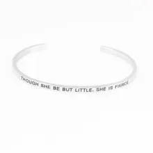 Though she be but little, She is Fierce Stainless Steel Bracelets Engraved Inspirational Quote Cuff Bangles Mantra Bracelet цена Though she be but little, She is Fierce Stainless Steel Bracelets Engraved Inspirational Quote Cuff Bangles Mantra Bracelet цены онлайн