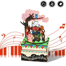 Robotime DIY вращающаяся музыкальная шкатулка 3D деревянная головоломка Сборная модель строительные наборы музыкальные игрушки для детей подарок на день рождения AM404