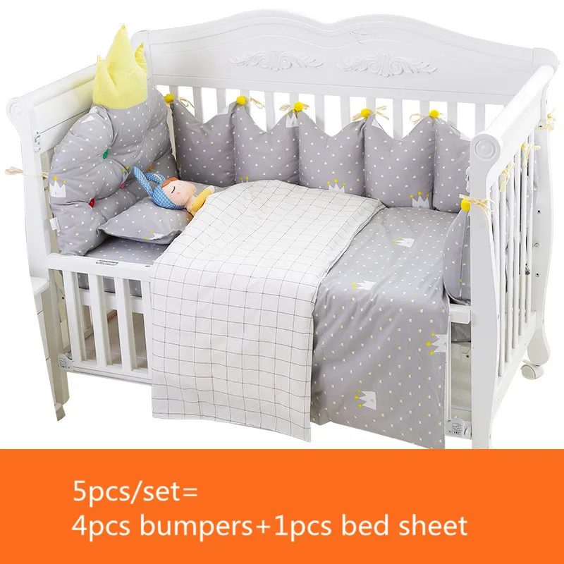 Корона Форма Детские постельные принадлежности набор мягкий хлопок кровать для малыша комплект 5 шт./компл. детская кроватка набор в том числе бамперы простыня дышащий комплект для детской кроватки - Цвет: huihuangguan