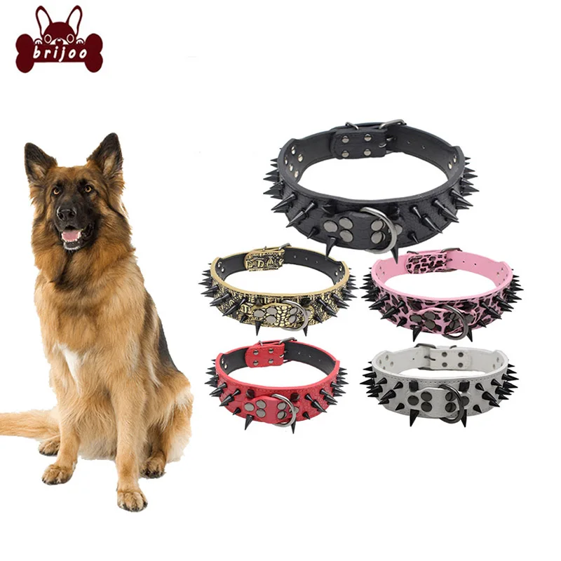 

Large Dog Collar Anti-bite PU Leather Pet Dog Supplies Punk Rivet Spiked Dog Collar Pet Collars for Medium Large Dog and Cat