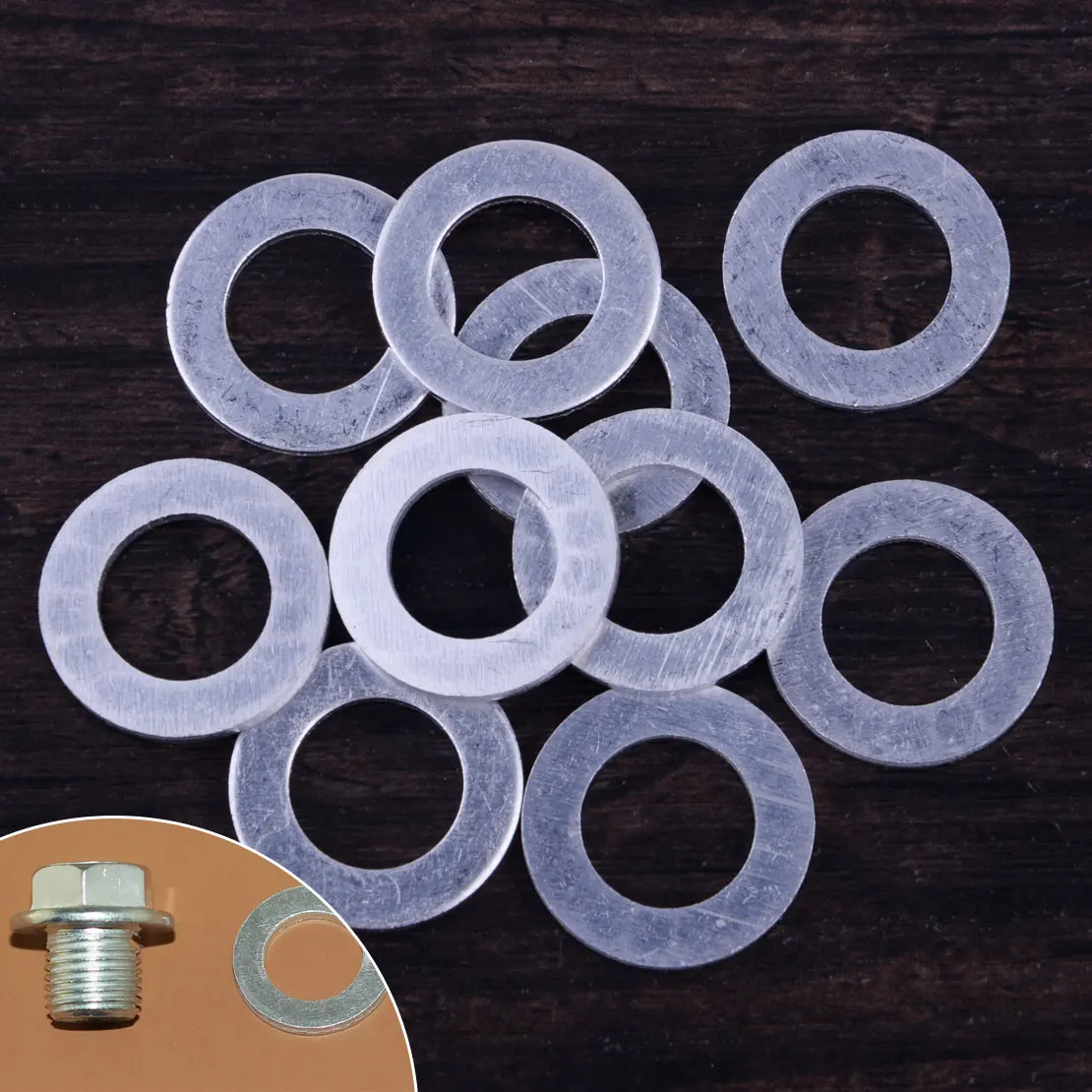 DWCX 10pcs 14mm Silver Engine Oil Drain Plug Crush Washer Gasket