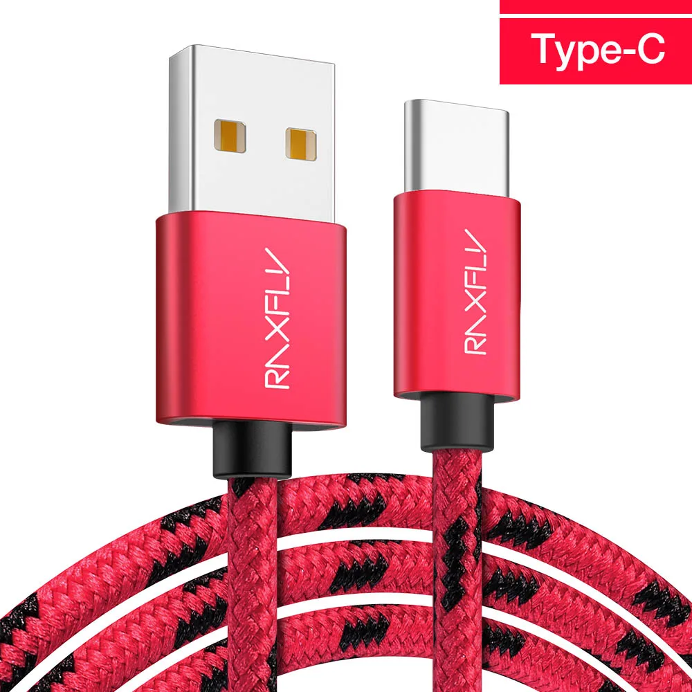 Кабель RAXFLY type-C для Nokia 8 Plus, кабель USB C для One Plus 5 5T 6 type-c, кабель для зарядки Xiaomi Redmi Note 7 - Цвет: Red 1