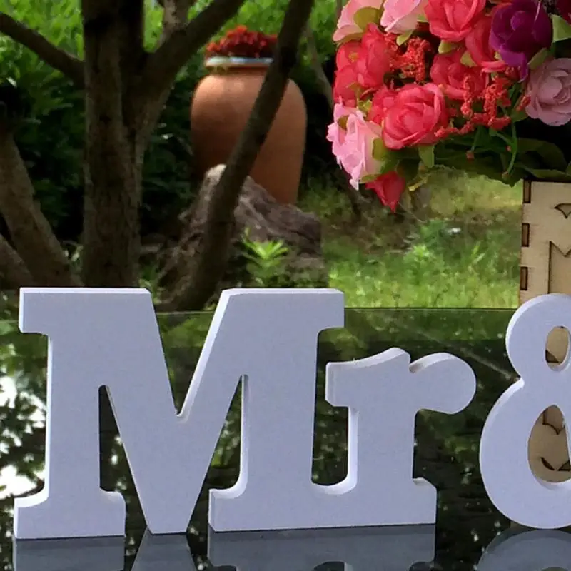 Mr& Mrs+ любовь деревянные буквы Свадебный прием знак твердый стол украшение стола