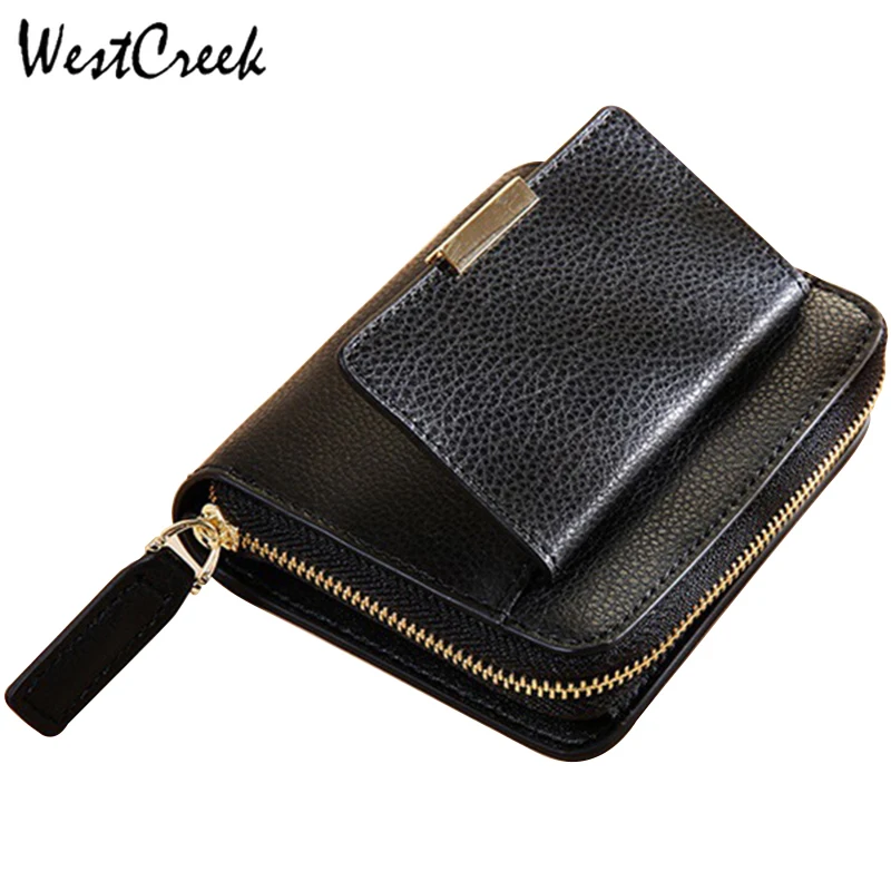 

WESTCREEK Brand Women's Small Zipper Coin Pocket Wallet Casual Female Minimalist Short Card Holder Leather Purse Pink
