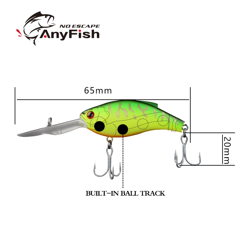 ANYFISH воблер 65SDR рыболовные приманки глубина погружения 4 м жесткие 3D глаза