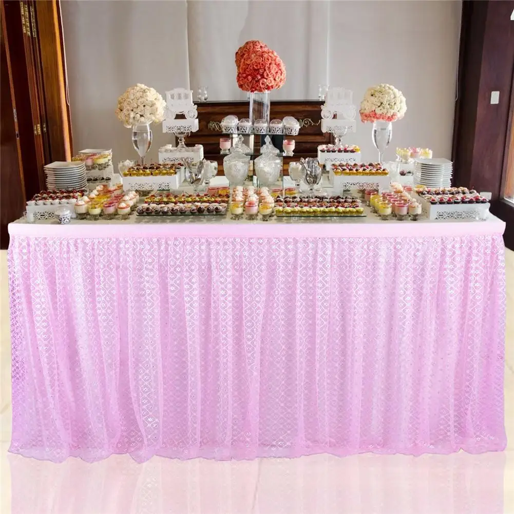 9FT الراقية الغزل أنيقة شبكة رقيق توتو مفرش طاولة للحزب الزفاف استحمام الطفل عيد ميلاد زينة لحفلات المنازل 9FT الراقية الغزل أنيقة شبكة رقيق توتو مفرش طاولة للحزب الزفاف استحمام الطفل عيد ميلاد زينة لحفلات المنازل