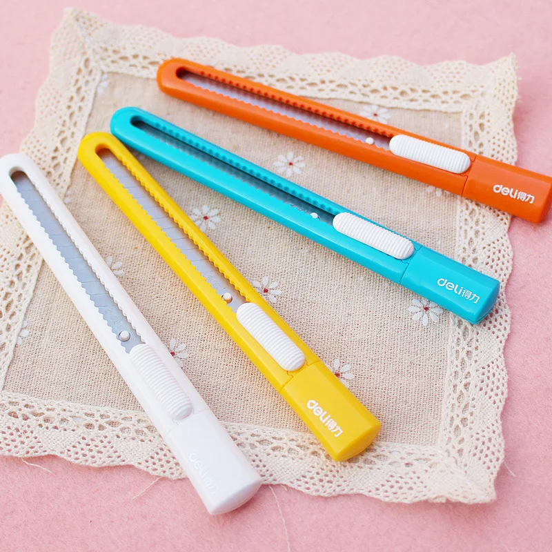 

Deli Portable Candy Color Safety Lock Mini Utility Knife Photo Box Paper Cutter Office School Supplies Stationery Store Tools