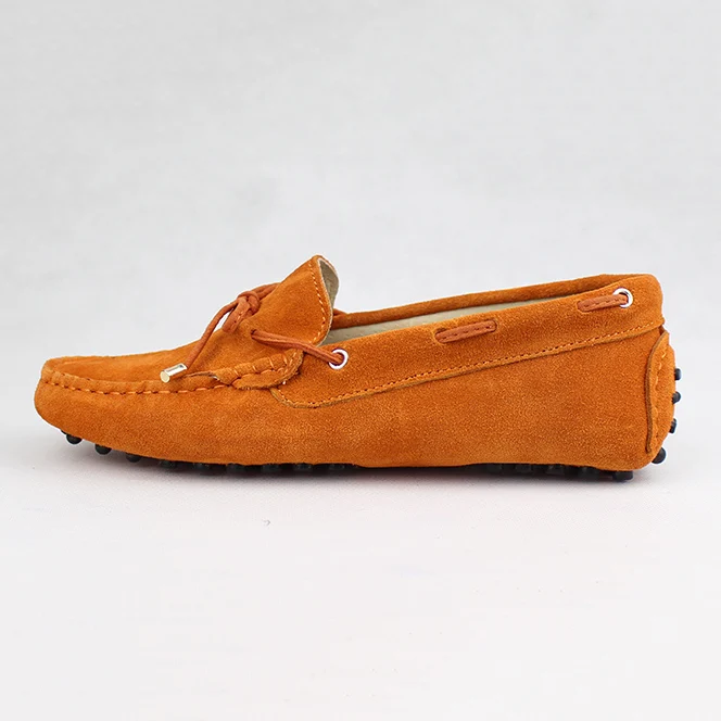Модная женская обувь на плоской подошве из натуральной кожи; сезон весна-лето; повседневные Лоферы ручной работы на плоской подошве; женская обувь для вождения; Мягкие Мокасины - Цвет: Orange