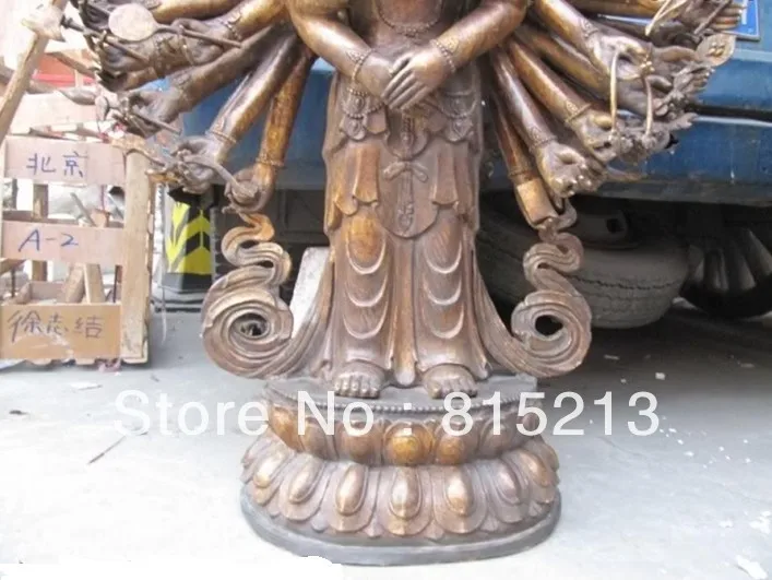 Bi00115 Искусства Статуя Старый Бронза Медь Одиннадцать лицом Авалокитешвара Кван юн Гуаньинь Будды