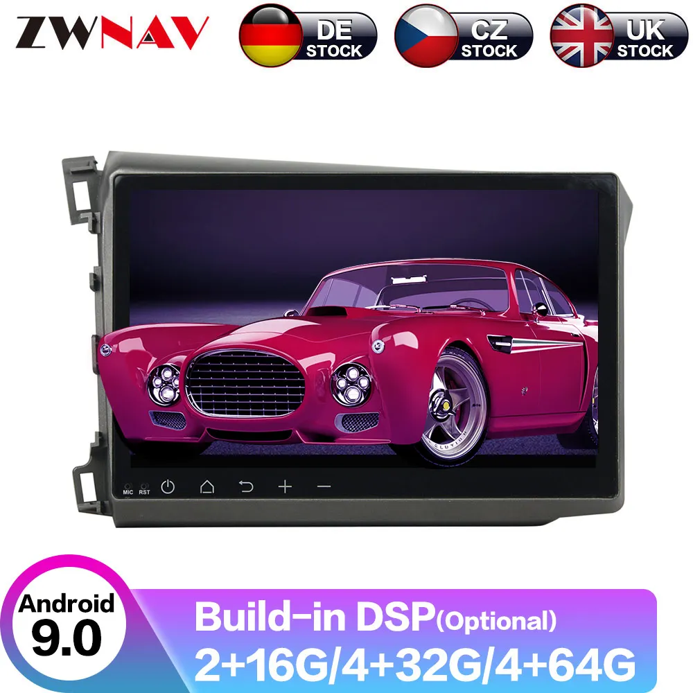 

10.1" Android 9 4+64G DSP Car DVD Player GPS navigation For HONDA CIVIC 2012-2015 head unit multimedia player tape recorder